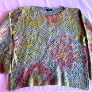 Double U M/L Lightweight Open Knit Sweater Multicolor Boho